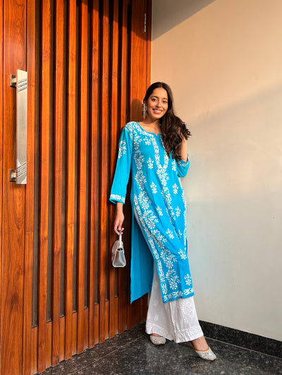 Nishtha Seth in Noor rayon designer kurta RangrezaEthnic Blue XS 