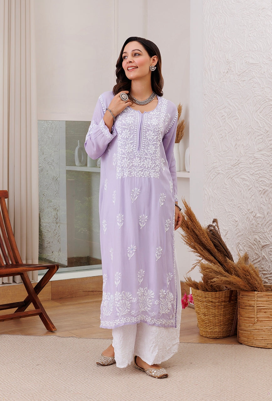 Zarah chikankari Modal kurta RangrezaEthnic 