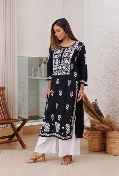 Zarah chikankari Modal kurta RangrezaEthnic 