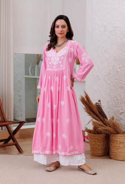 Zainat rayon gown RangrezEthnic Baby pink XS 