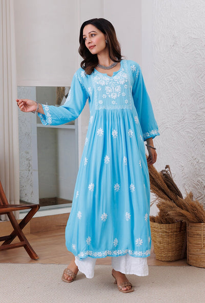 Zainat rayon gown RangrezEthnic Pastel blue XS 