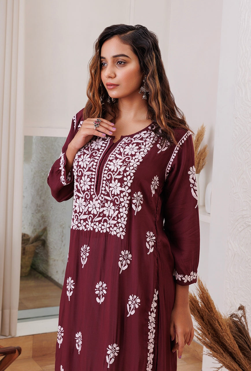 Zarah chikankari Modal kurta RangrezaEthnic 