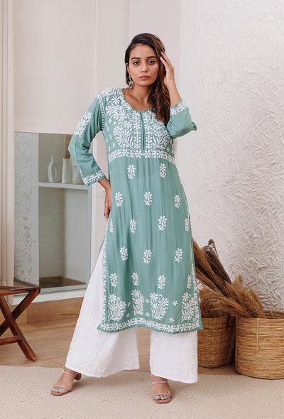 Lolita chikankari Modal kurta RangrezaEthnic 