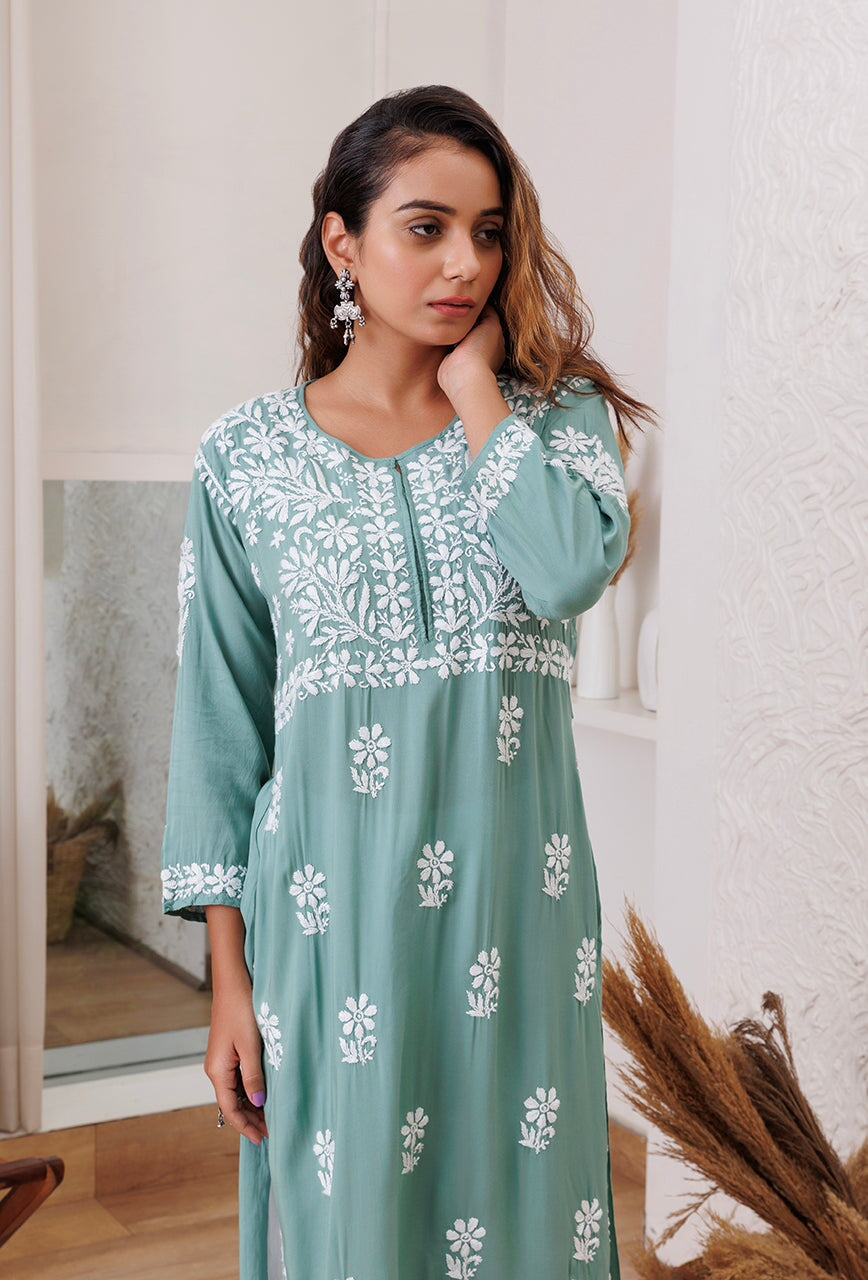 Lolita chikankari Modal kurta RangrezaEthnic 