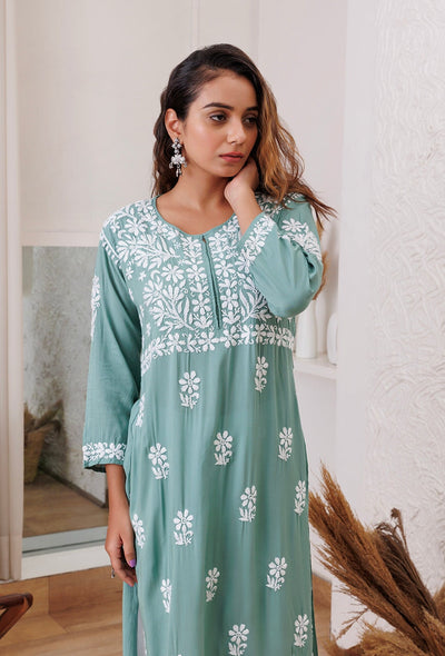 Lolita chikankari Modal kurta RangrezaEthnic 