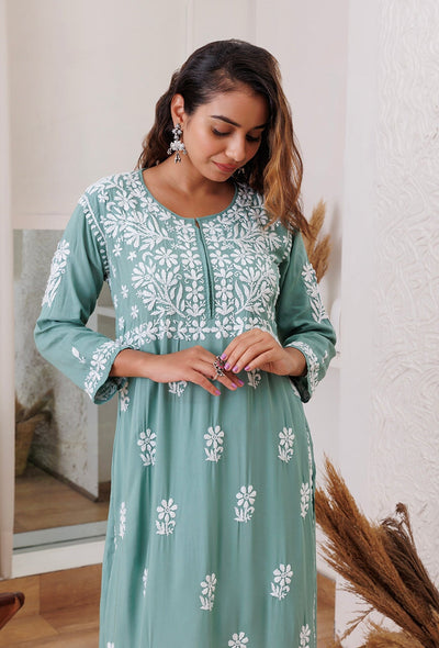 Lolita chikankari Modal kurta RangrezaEthnic 