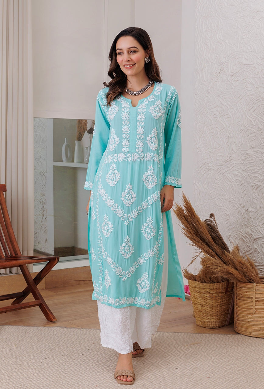 Zadia chikankari Modal kurta RangrezaEthnic 