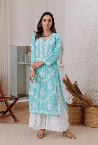 Zadia chikankari Modal kurta RangrezaEthnic 