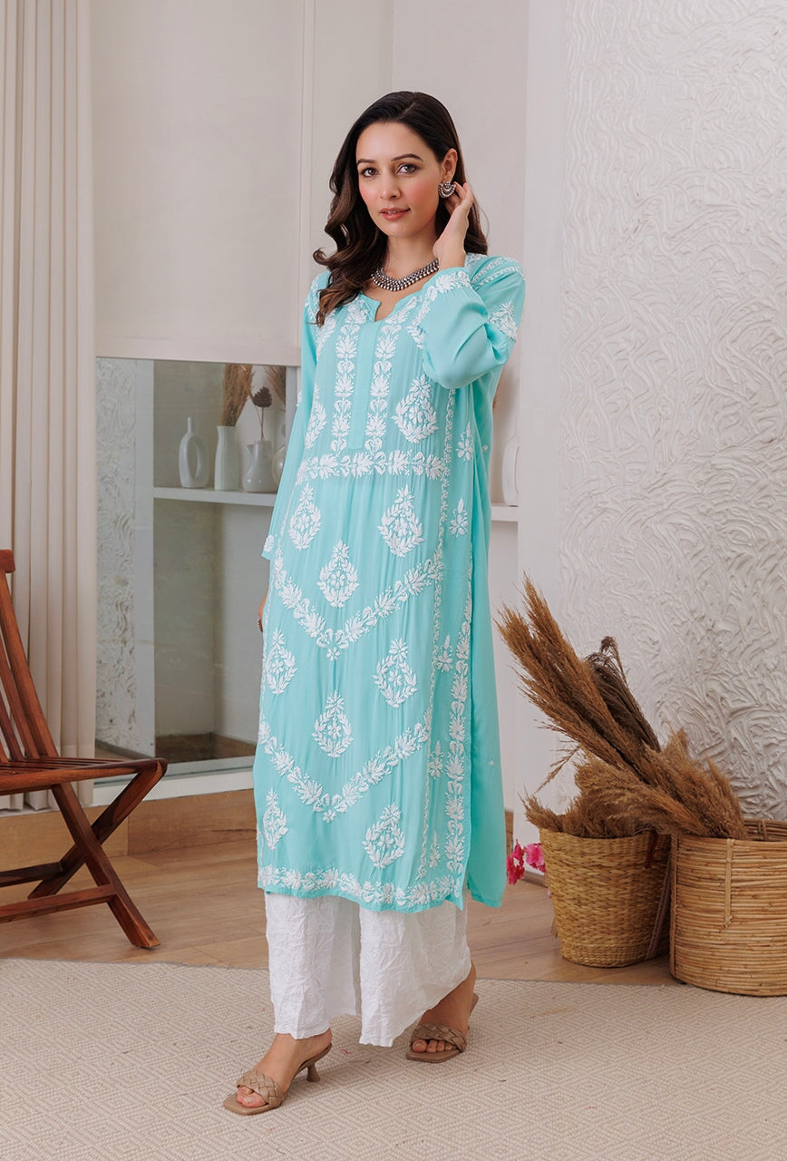 Zadia chikankari Modal kurta RangrezaEthnic 