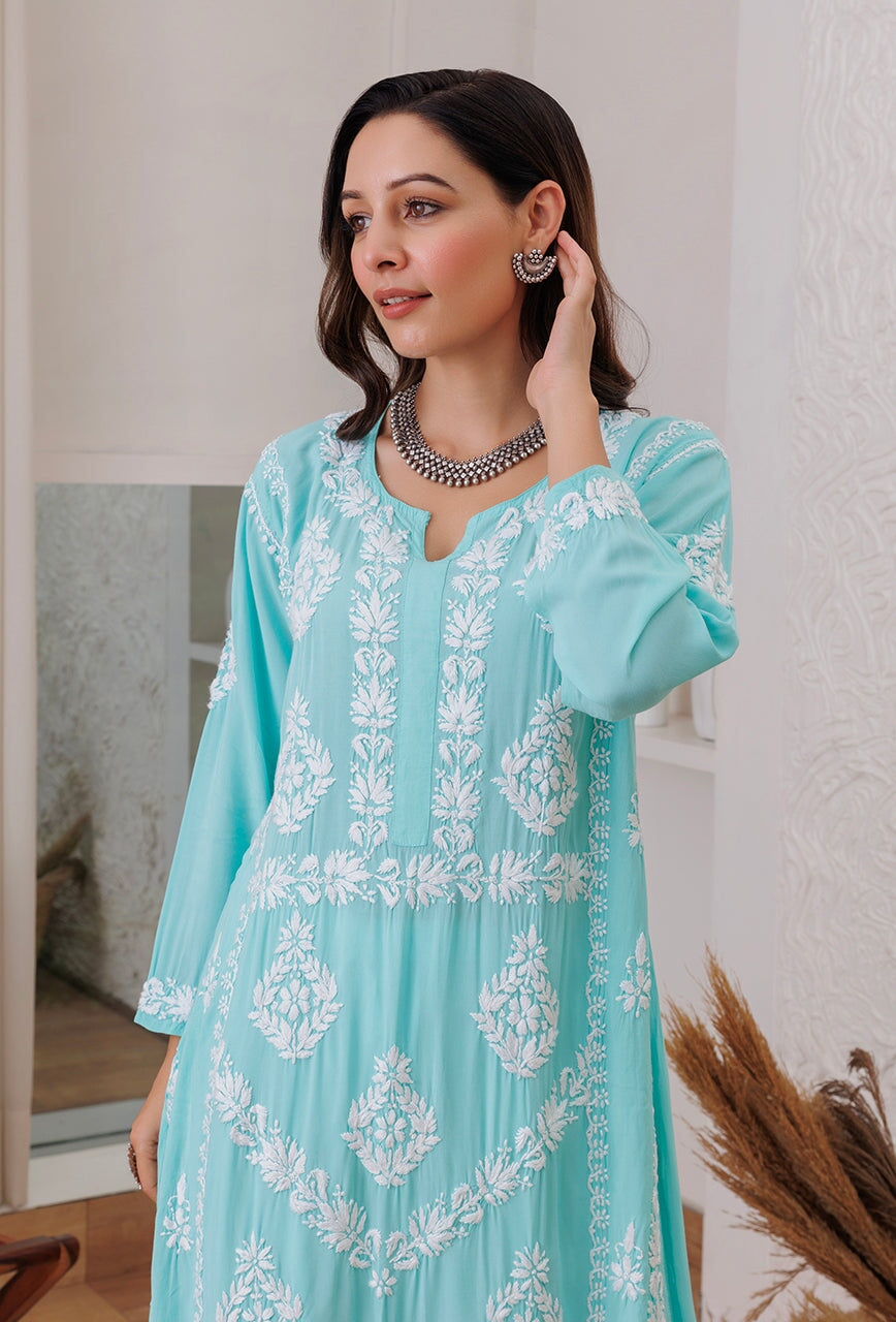 Zadia chikankari Modal kurta RangrezaEthnic 