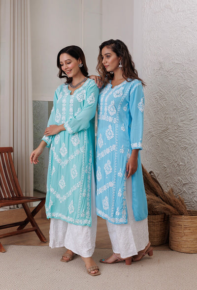 Zadia chikankari Modal kurta RangrezaEthnic 