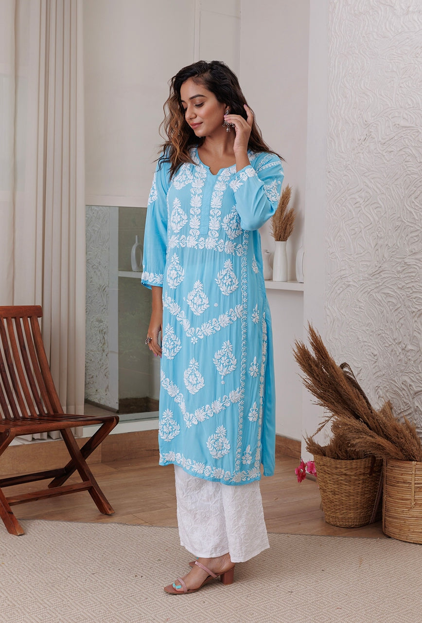 Zadia chikankari Modal kurta RangrezaEthnic 