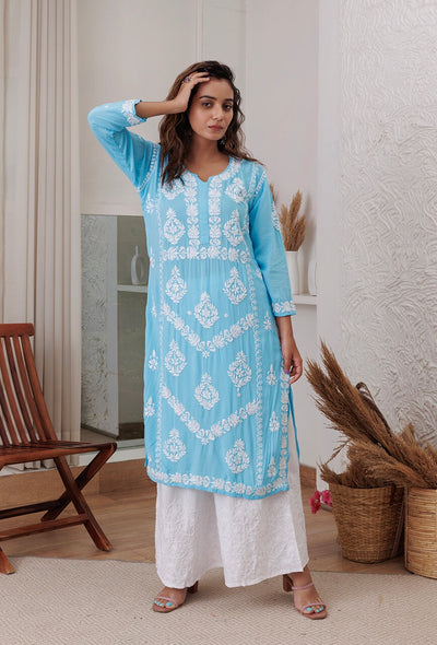 Zadia chikankari Modal kurta RangrezaEthnic 