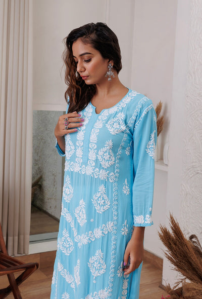 Zadia chikankari Modal kurta RangrezaEthnic 