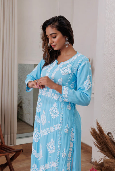 Sunehri chikankari Modal kurta RangrezaEthnic 