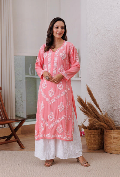 Zadia chikankari Modal kurta RangrezaEthnic 