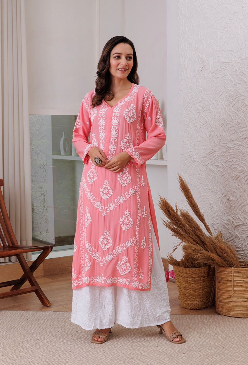 Sunehri chikankari Modal kurta RangrezaEthnic 