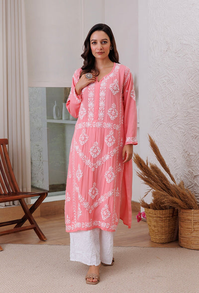 Sunehri chikankari Modal kurta RangrezaEthnic 