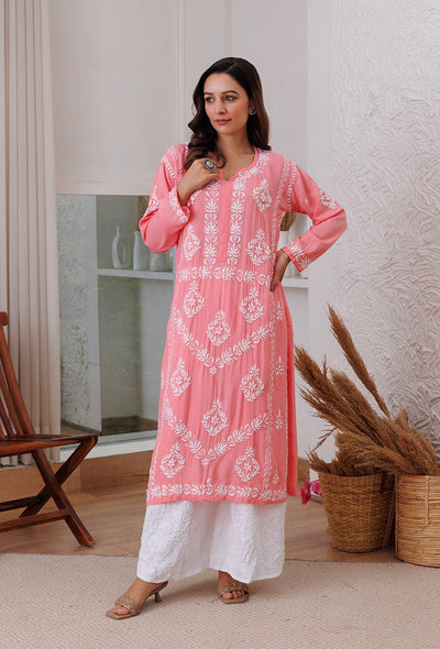 Sunehri chikankari Modal kurta RangrezaEthnic 