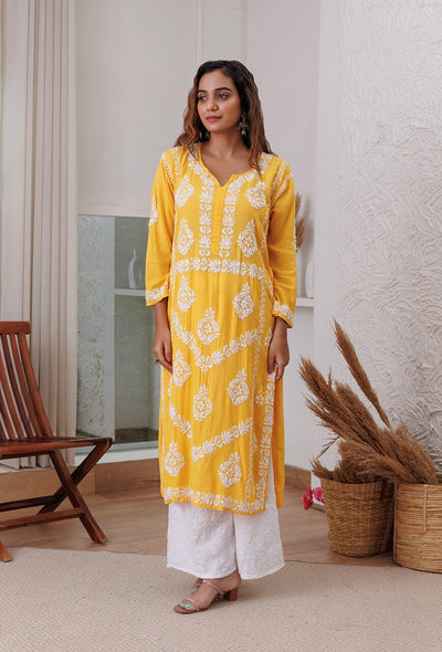 Zadia chikankari Modal kurta RangrezaEthnic 