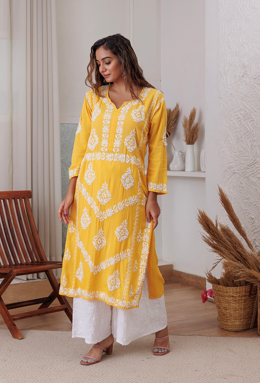 Zadia chikankari Modal kurta RangrezaEthnic 