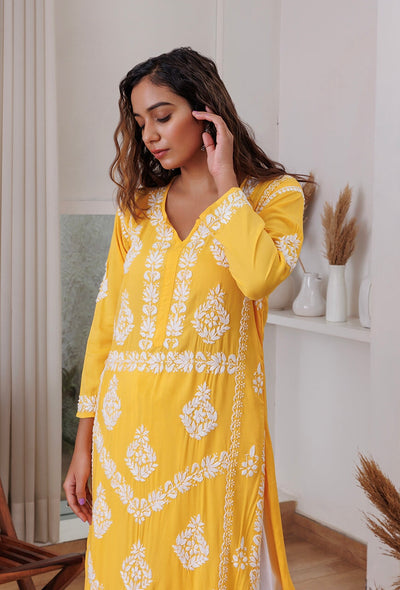 Zadia chikankari Modal kurta RangrezaEthnic 