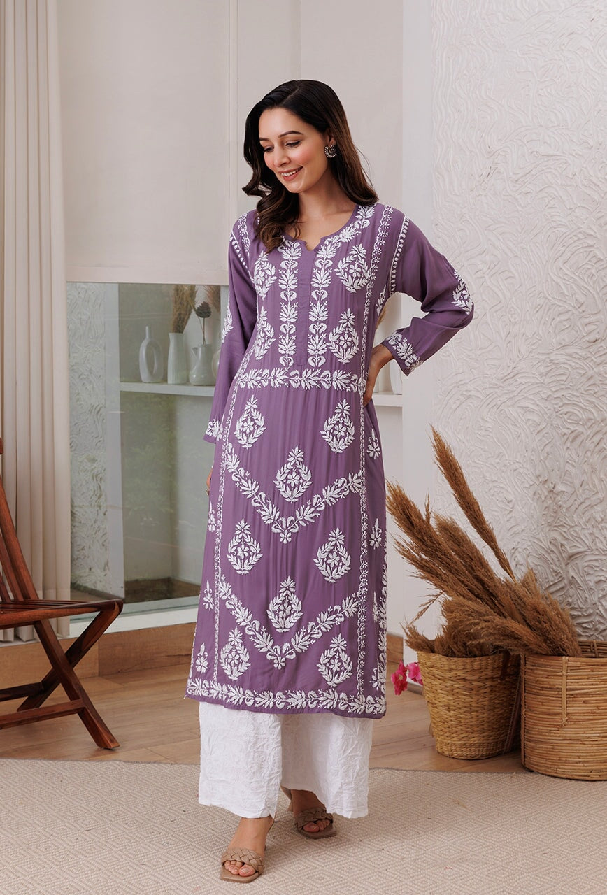 Zadia chikankari Modal kurta RangrezaEthnic 