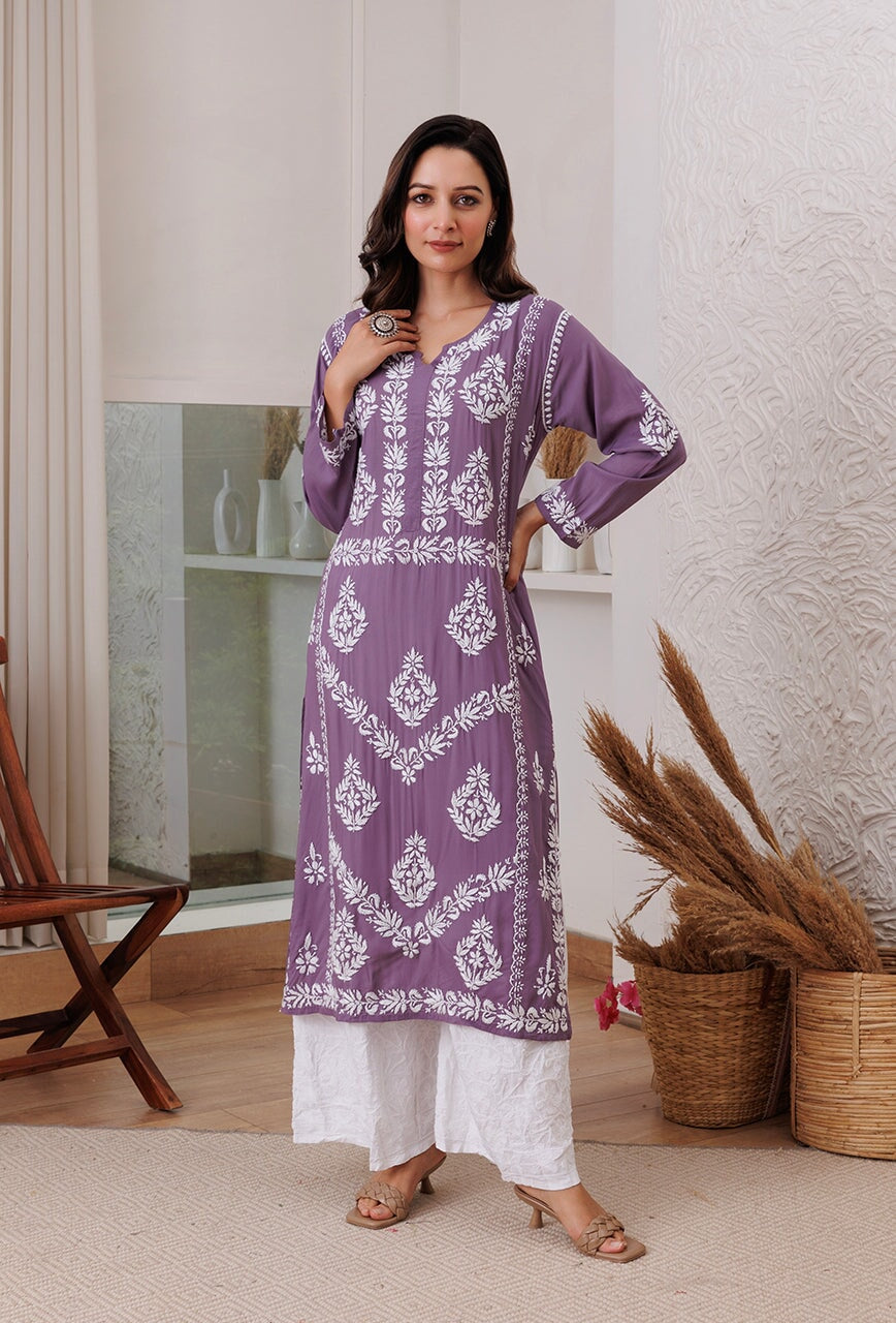 Zadia chikankari Modal kurta RangrezaEthnic 