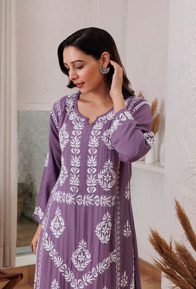 Zadia chikankari Modal kurta RangrezaEthnic 