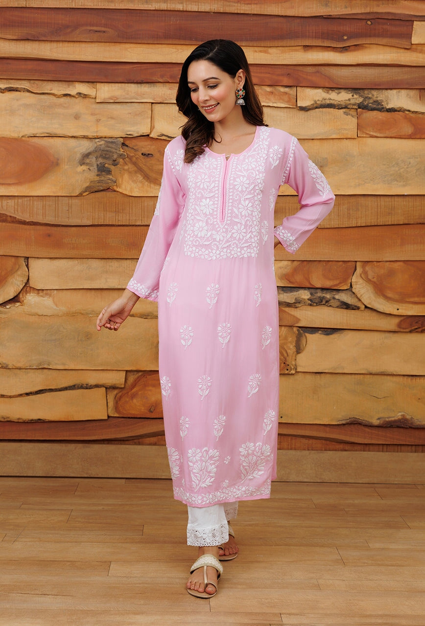 Zarah chikankari Modal kurta RangrezaEthnic 