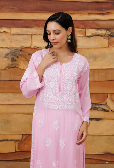 Zarah chikankari Modal kurta RangrezaEthnic 