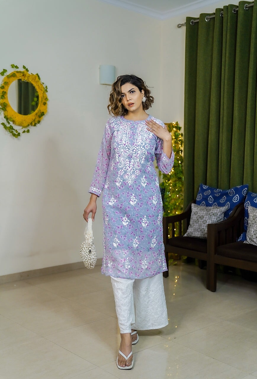 Eliza georgette kurta with inner (Set of 2) RangrezaEthnic Lavender XS 