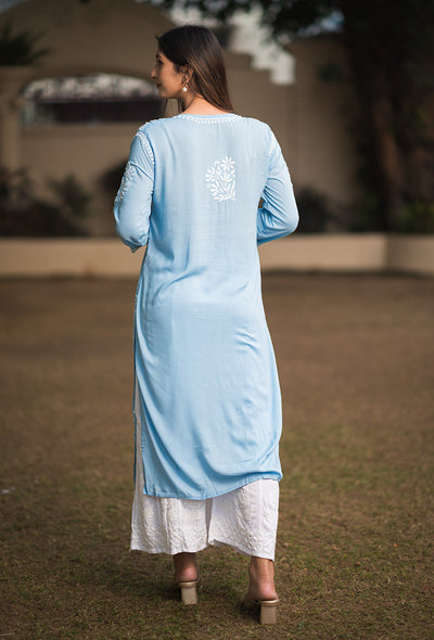 Lolita women blue chikankari Modal kurta