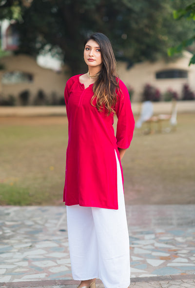 Pink velvet kurta set