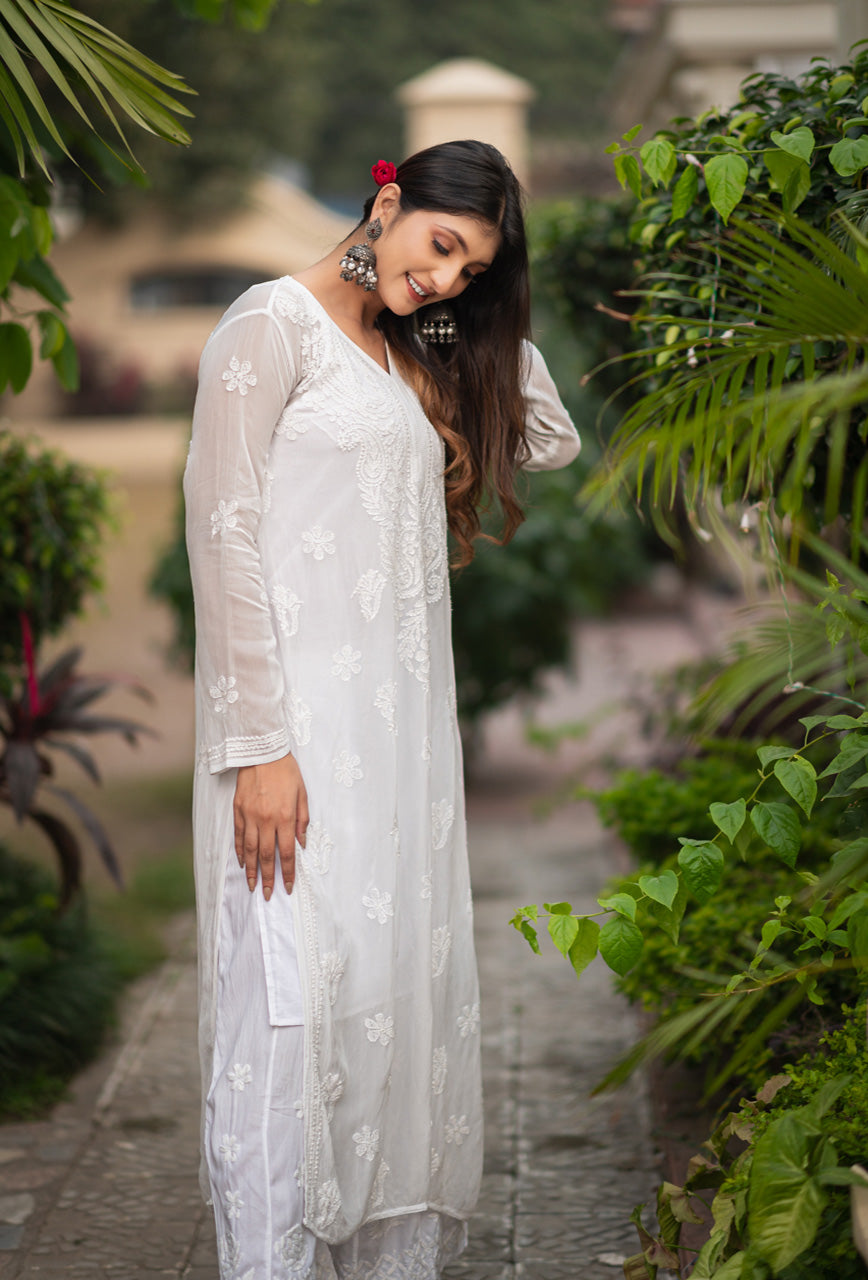 Mehrun Viscose kurti white