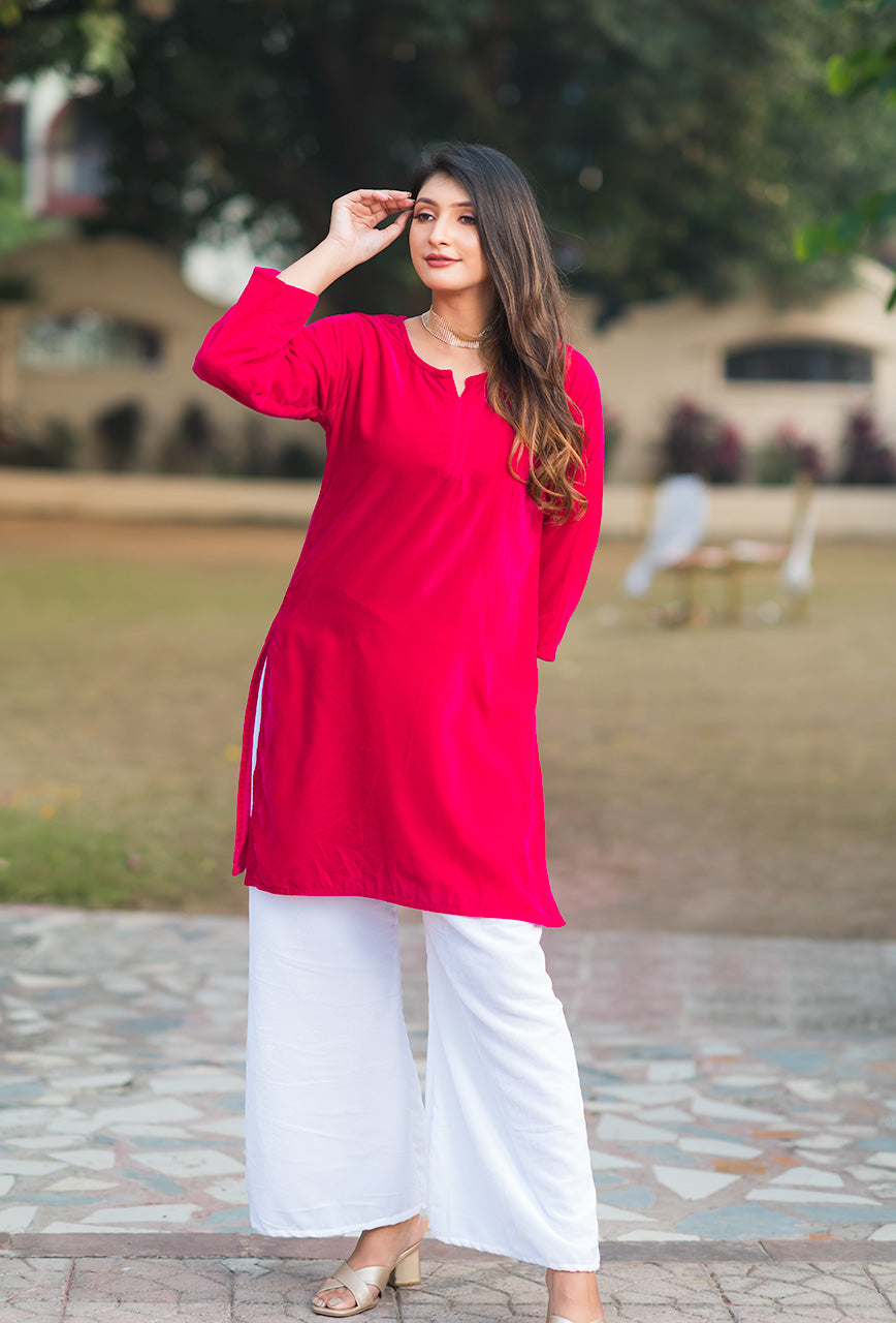 Pink velvet kurta set