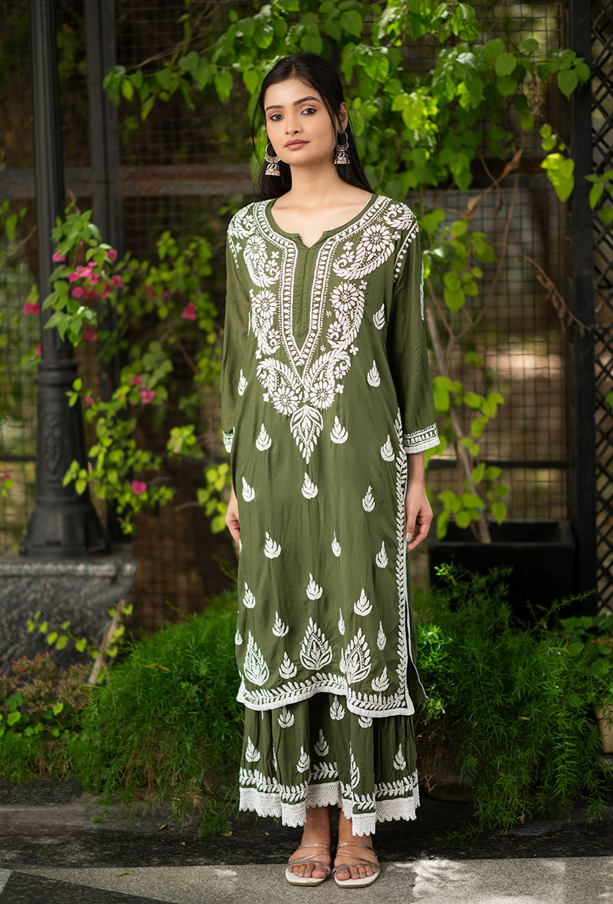 Sadaf modal gharara lace set