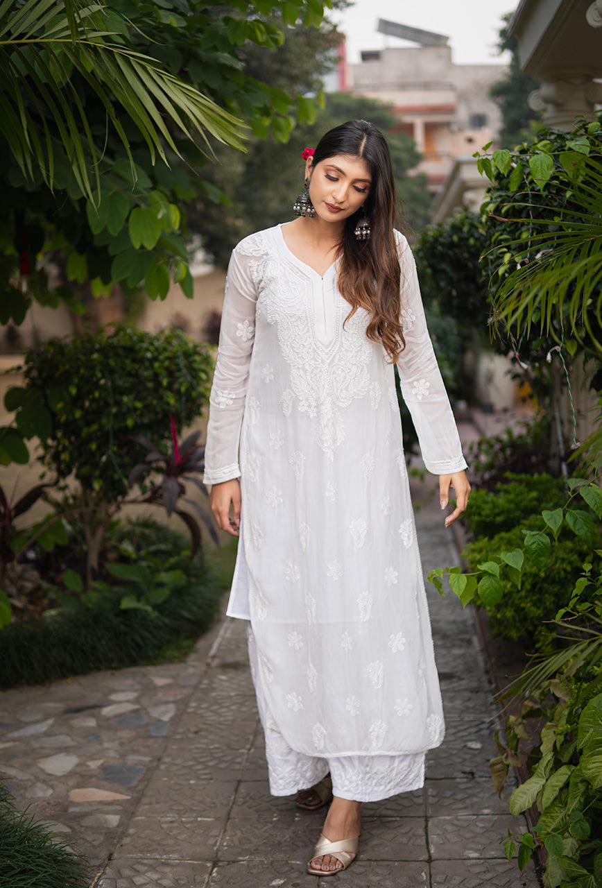 Mehrun Viscose kurti white