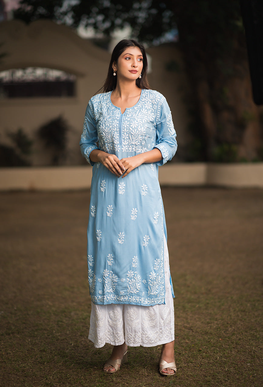 Lolita women blue chikankari Modal kurta