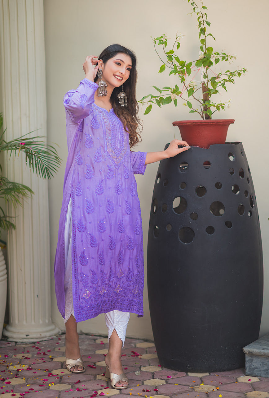 Roop Muslin mukaish lavender