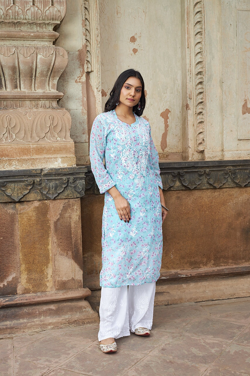 Eliza georgette kurta with inner (Set of 2) RangrezaEthnic Blue XS 