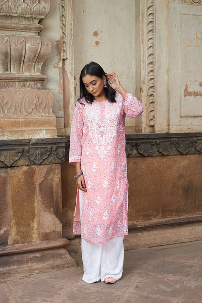 Eliza georgette kurta with inner (Set of 2) RangrezaEthnic Peach XS 