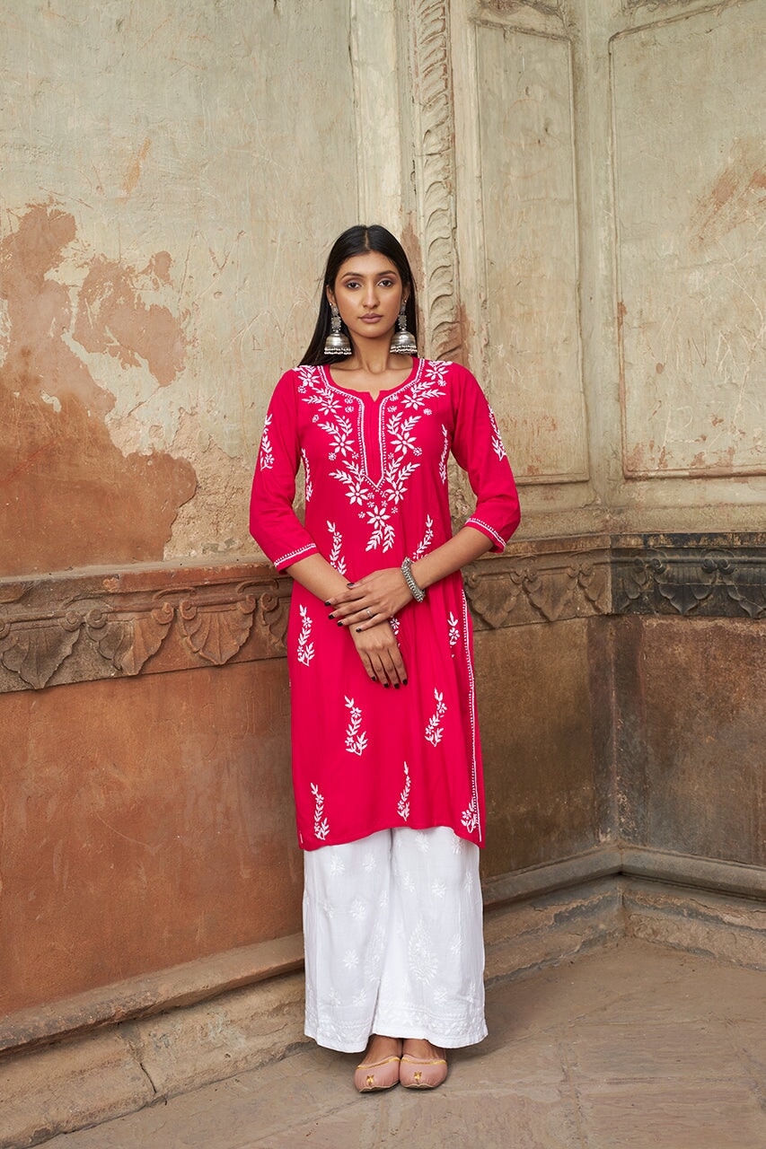 Saundarya rayon kurta RangrezaEthnic Pink XS 