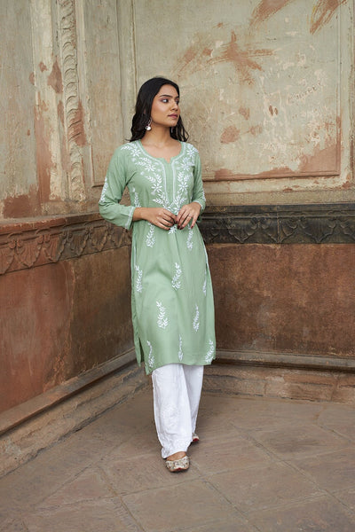 Saundarya rayon kurta RangrezaEthnic Pastel green XS 