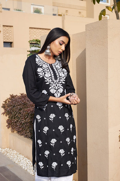 Zaina rayon kurta RangrezaEthnic Black XS 