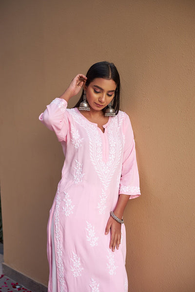 Liya rayon kurta RangrezaEthnic Baby pink XS 