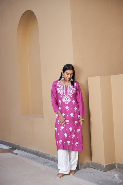 Zaina rayon kurta RangrezaEthnic Pink S 