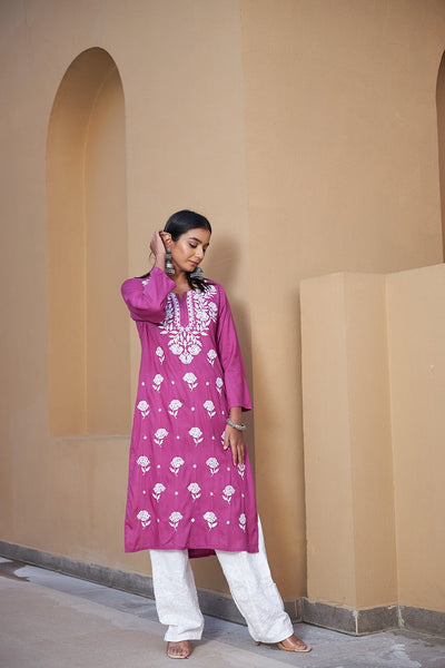 Zaina rayon kurta RangrezaEthnic Pink XS 