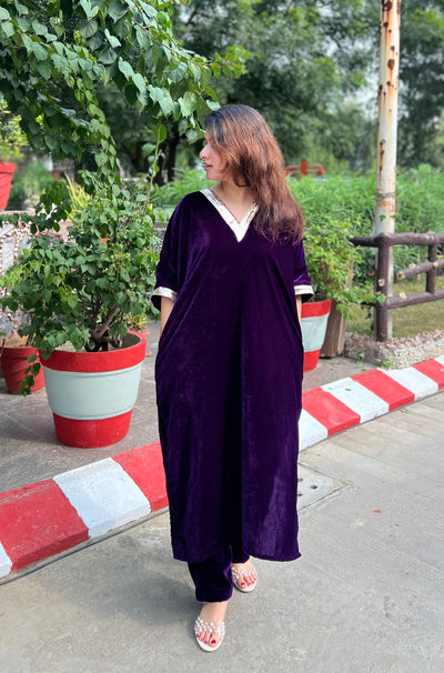 Berry Velvet Kurta Set