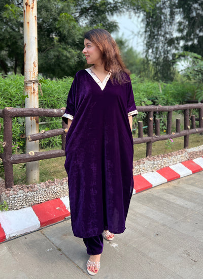 Berry Velvet Kurta Set